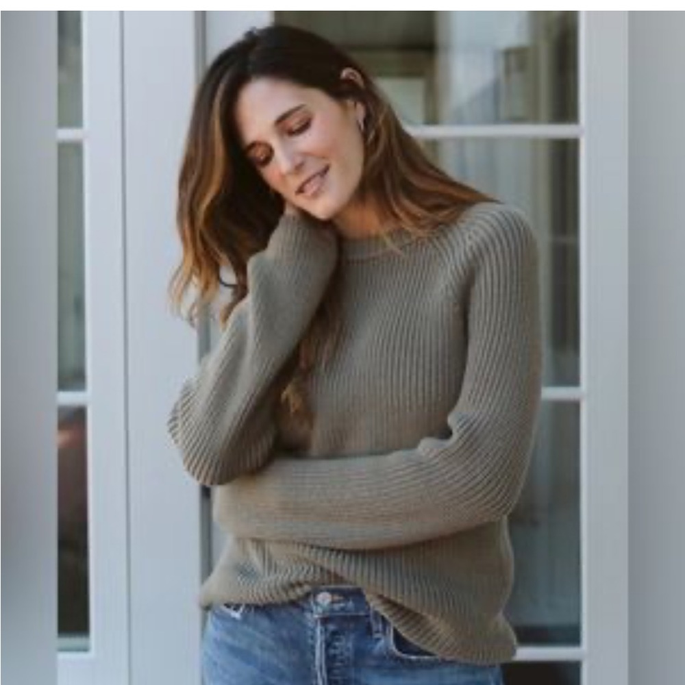 Jenni Kayne Fisherman Sweater Cotton Green/Grey